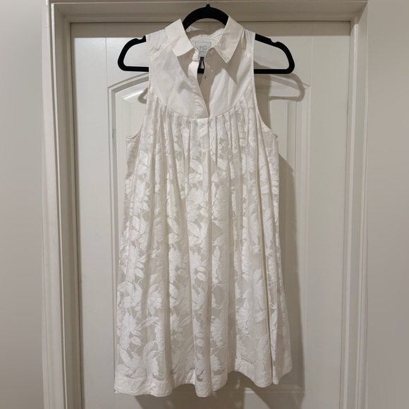 Anthropologie HD in Paris Ivory Lace Poplin Swing Trapeze Dress NWT Size Small - Picture 5 of 13